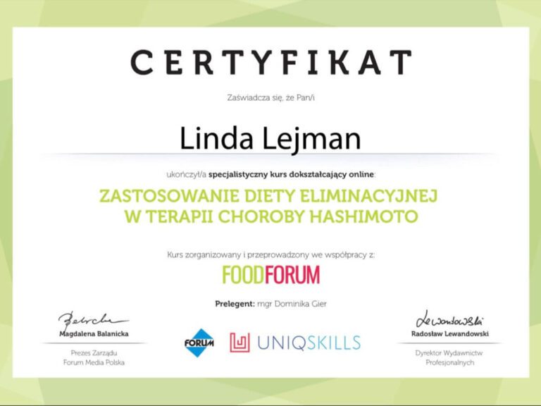 Dieta eliminacyjna certyfikat